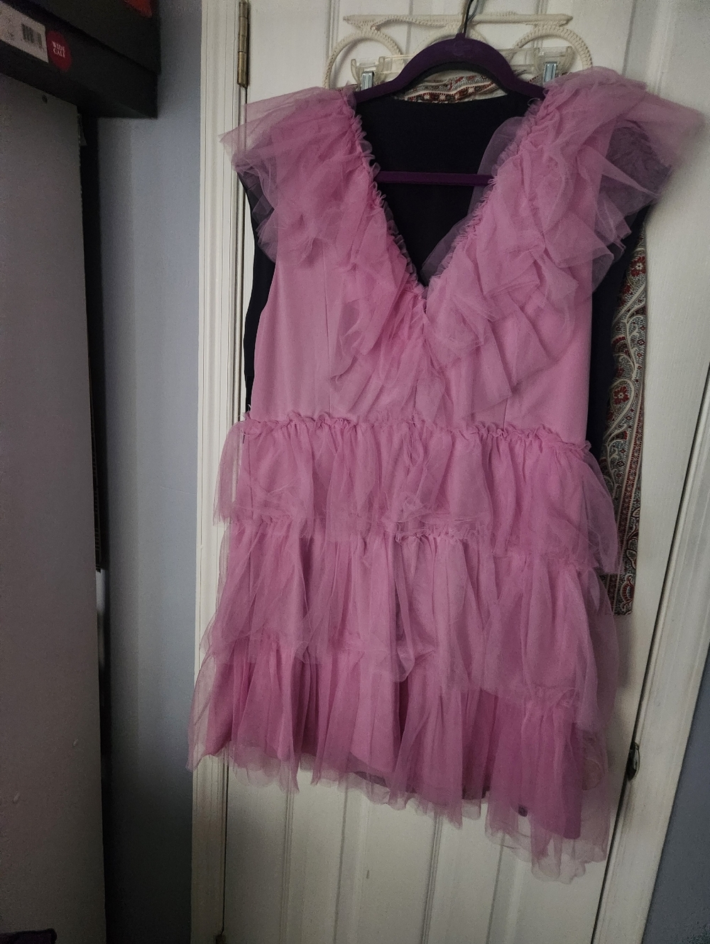 New York & Company Pink Ruffled Tulle Dress